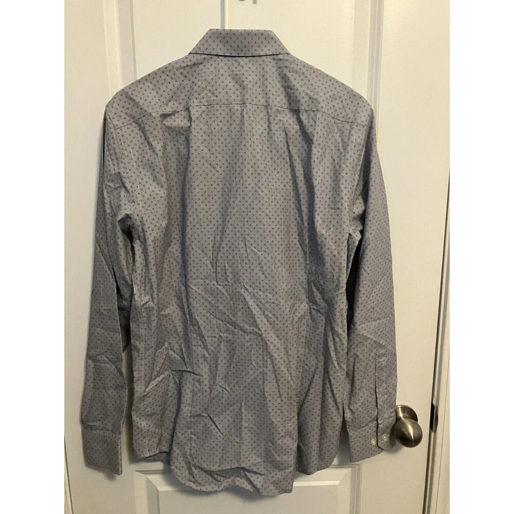Banana Republic Shirt Button Up Mens Small Slim Fit Blue Print Long Sleeve